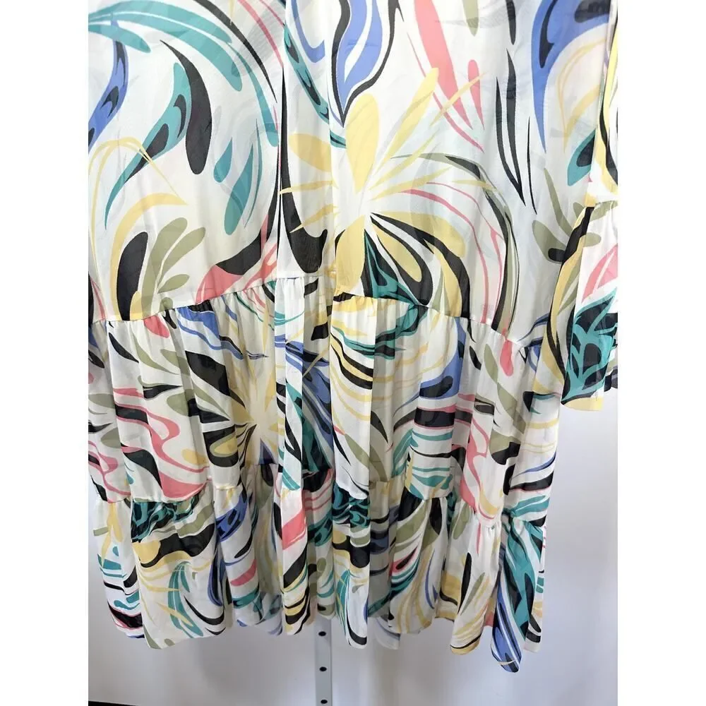 COCO REEF Women's Enchant Abstract Print Swim Cover Up Dress Multi-Color Large